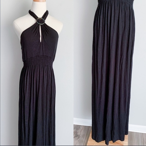 Tommy Bahama women’s halter cross front open back maxi dress black size medium - Picture 1 of 9